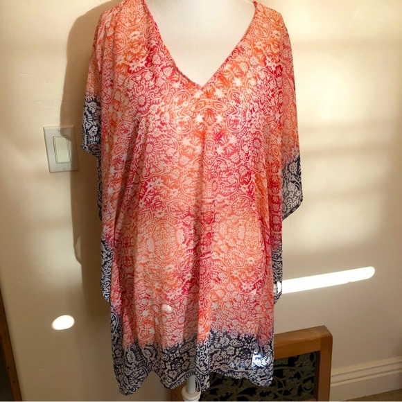 Tommy Bahama Orange and Blue Swim Coverup - Picture 1 of 4